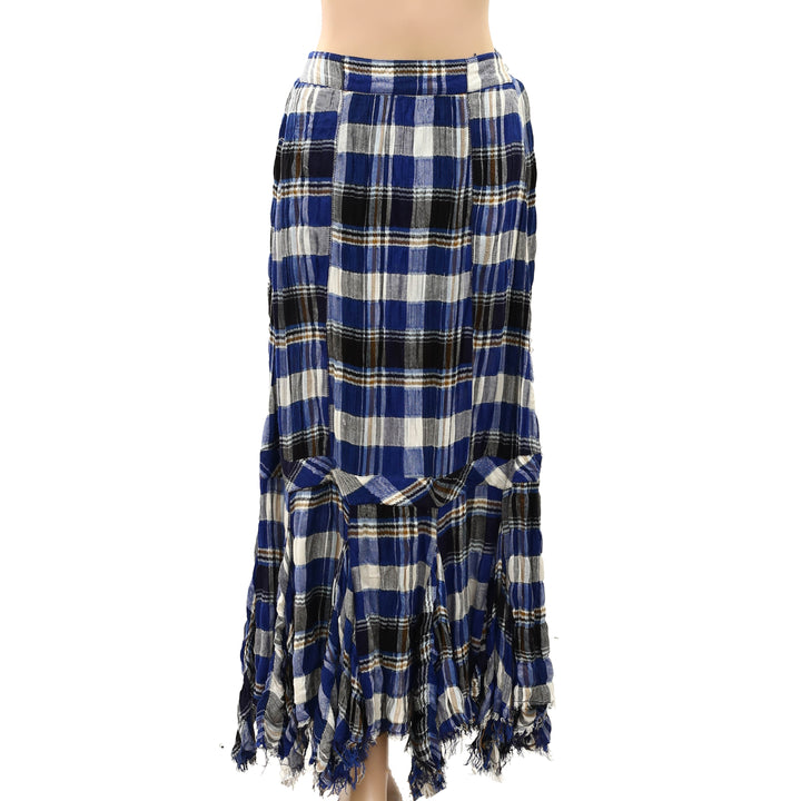 Free People Bordeaux Plaid Print Maxi Skirt