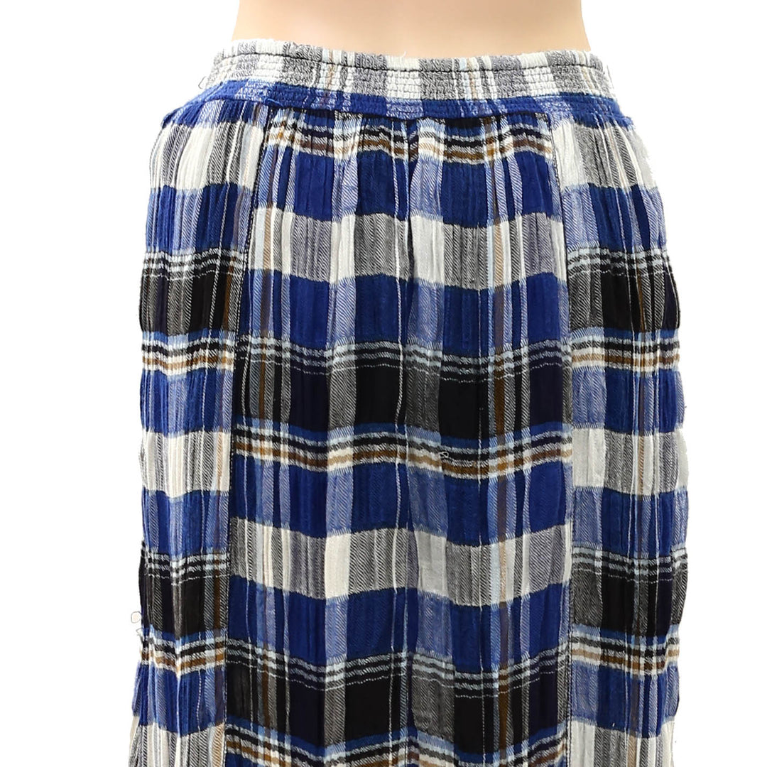 Free People Bordeaux Plaid Print Maxi Skirt