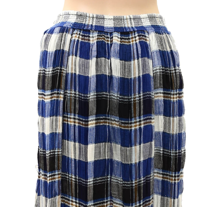 Free People Bordeaux Plaid Print Maxi Skirt