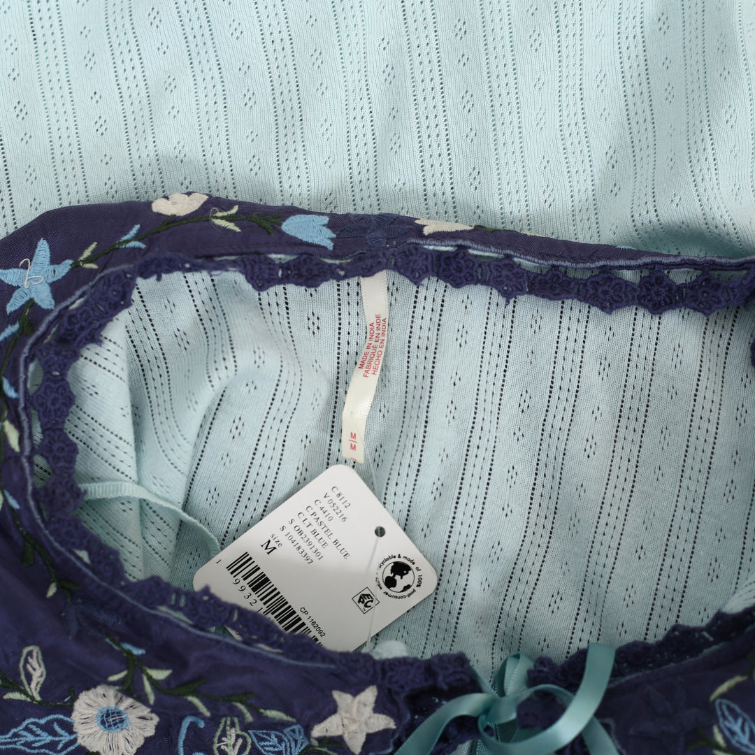 Free People Collared Pointelle T-shirt Blouse Top