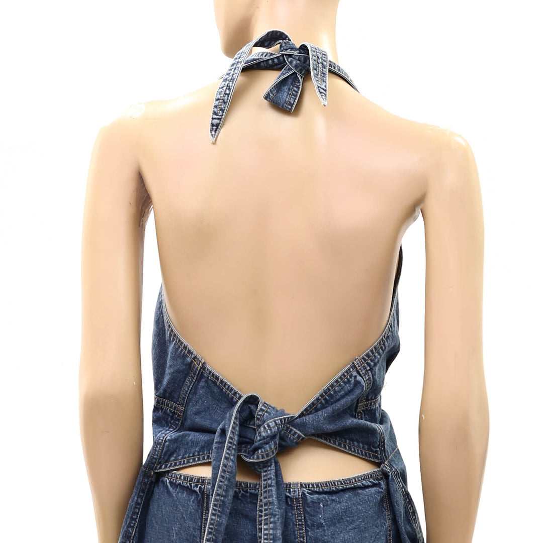 Free People We The Free Delilah Denim Shortalls Romper Dress