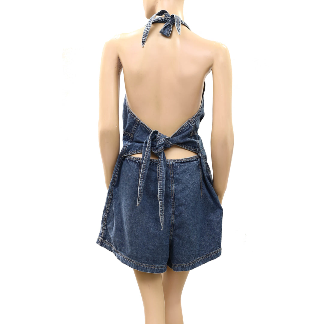 Free People We The Free Delilah Denim Shortalls Romper Dress