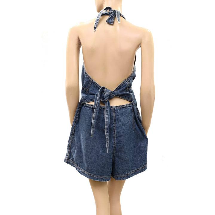 Free People We The Free Delilah Denim Shortalls Romper Dress