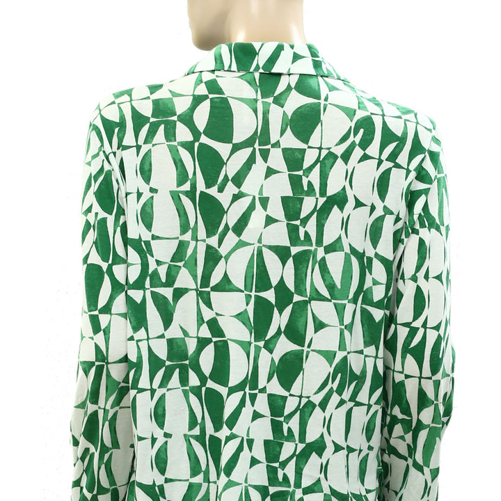 By Anthropologie Knit Printed Shirt Blouse Top