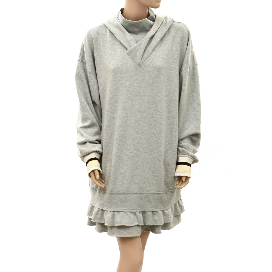 Anthropologie Oversized Long Sleeves Hooded Sweatshirt Mini Dress