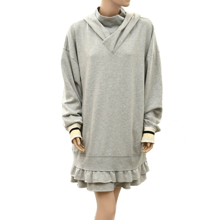 Anthropologie Oversized Long Sleeves Hooded Sweatshirt Mini Dress