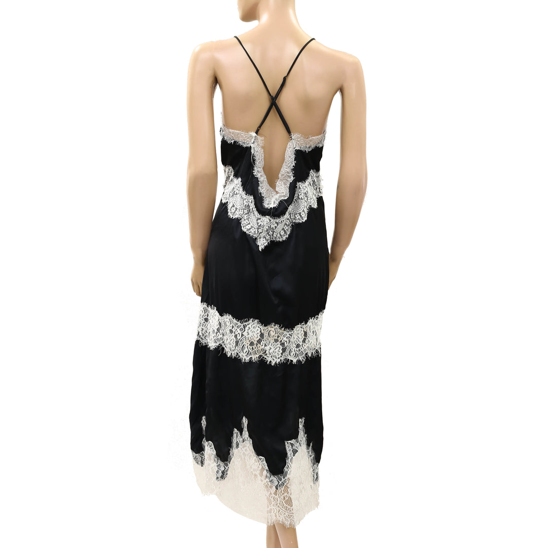 By Anthropologie LyreBird Floral Lace Slip Midi Dress