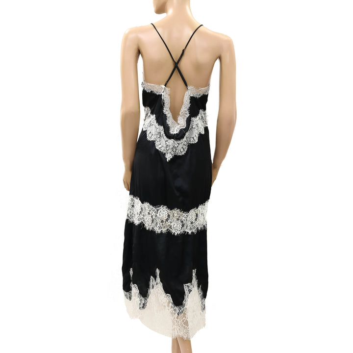 By Anthropologie LyreBird Floral Lace Slip Midi Dress