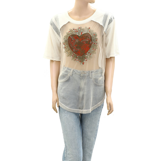 Free people We The Free Hearts On Fire Cool Tee Tunic Top