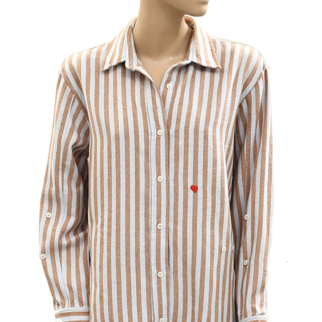Kerri Rosenthal Jack Stripe Flannel Shirt Top