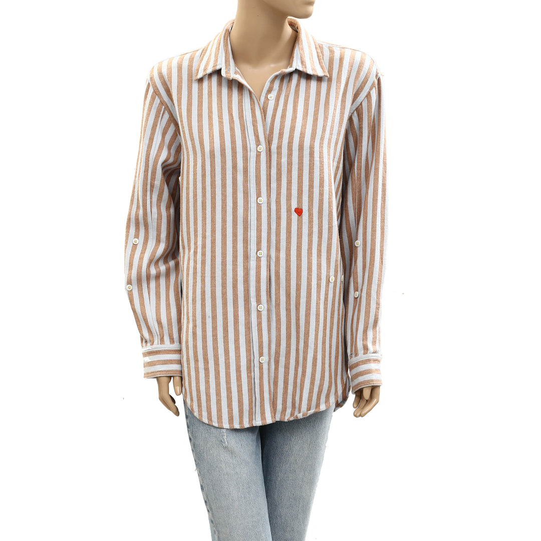 Kerri Rosenthal Jack Stripe Flannel Shirt Top