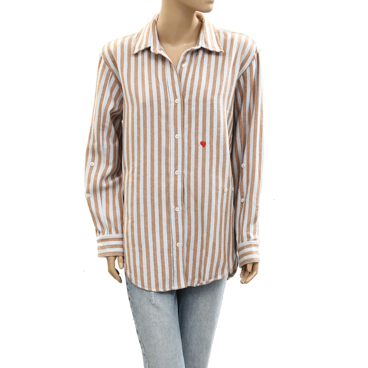Kerri Rosenthal Jack Stripe Flannel Shirt Top