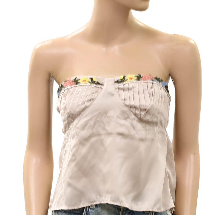 Free People Ember Glow Floral Embroidered Lace Tube Top