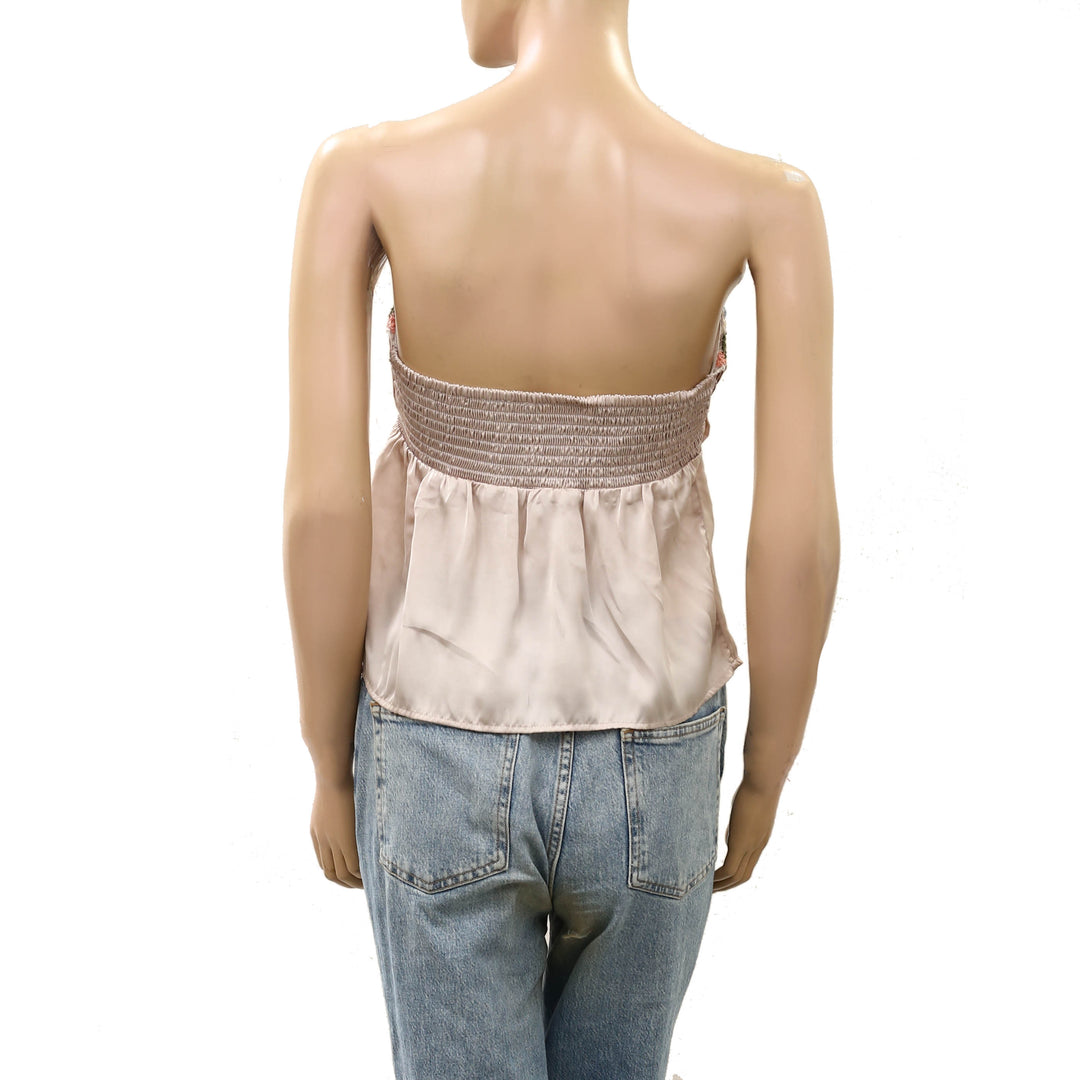 Free People Ember Glow Floral Embroidered Lace Tube Top