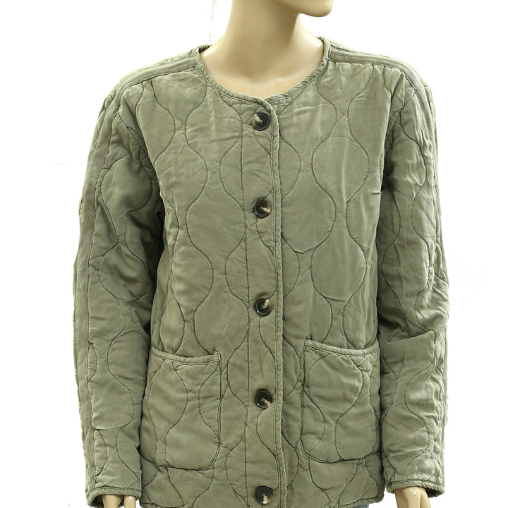 Free People Buttondown Quilted Jacket Top