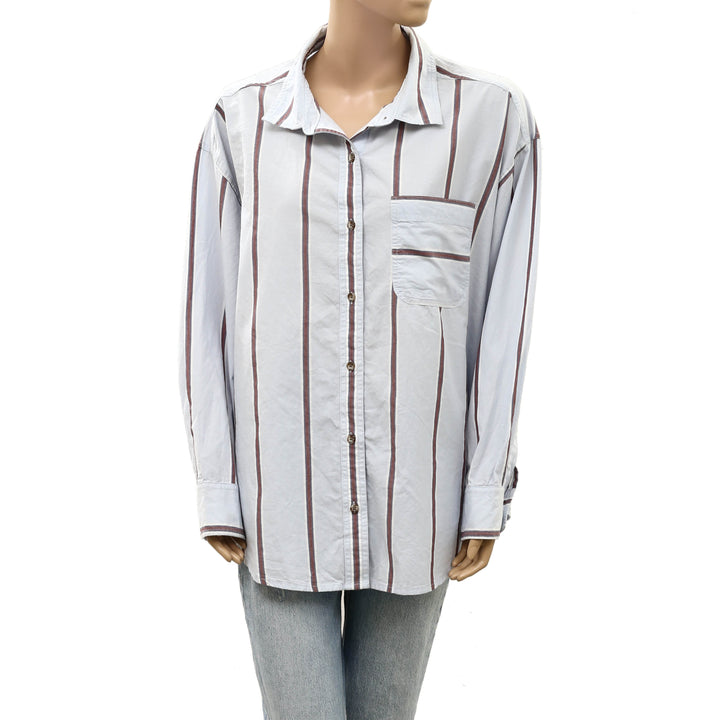 C&C California Women's Buttondown Striped Printed Shirt Top