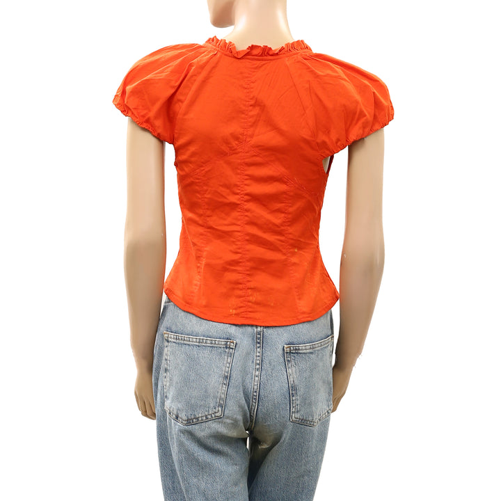 Free People Summer Short Sleeve Blouse Shirt Top