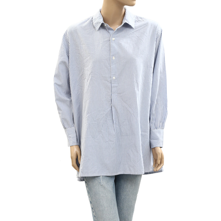 Nili Lotan Striped Printed Tunic Shirt Top