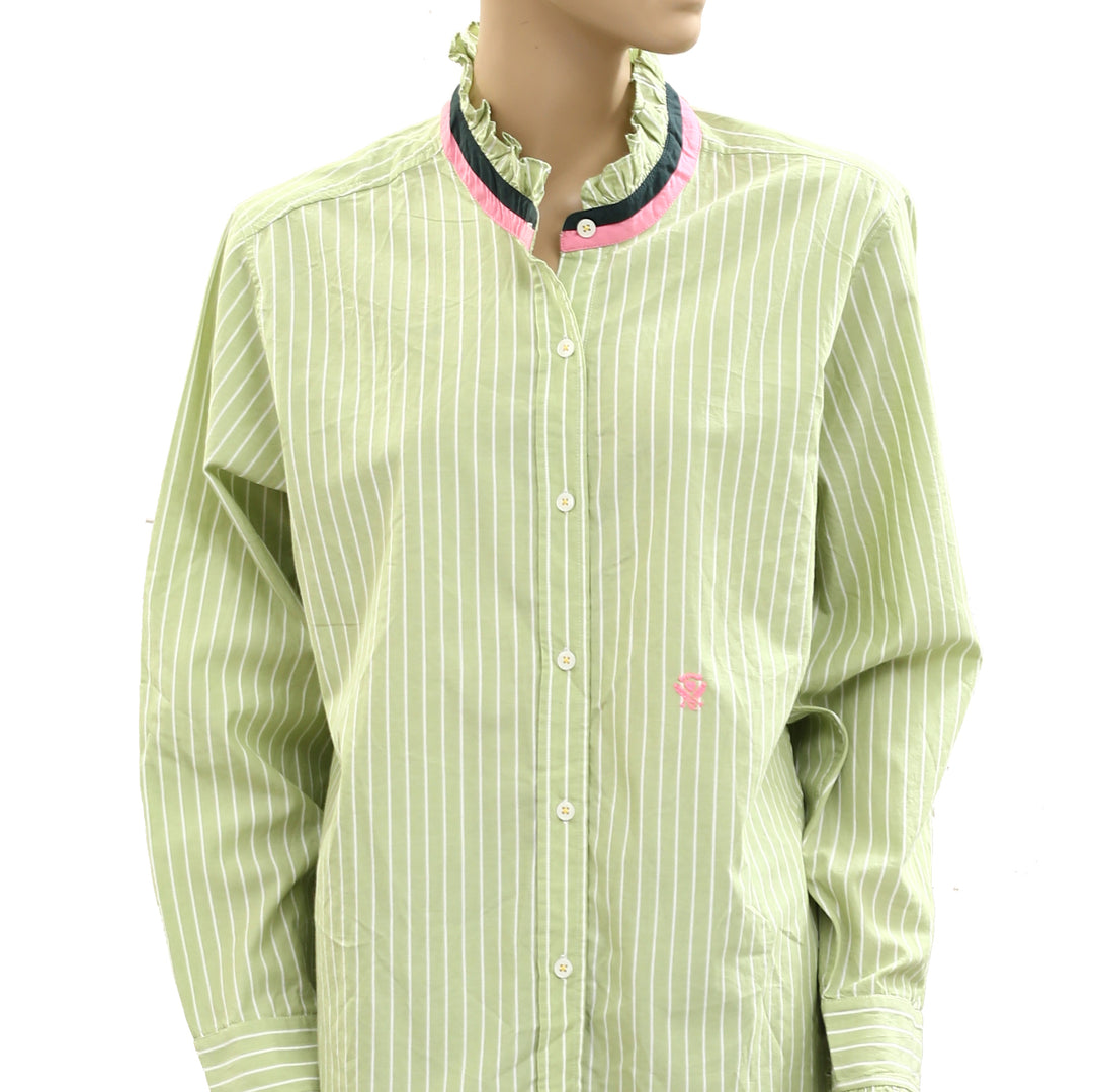Kerri Rosenthal Mia Stripe Ruffle Shirt Top