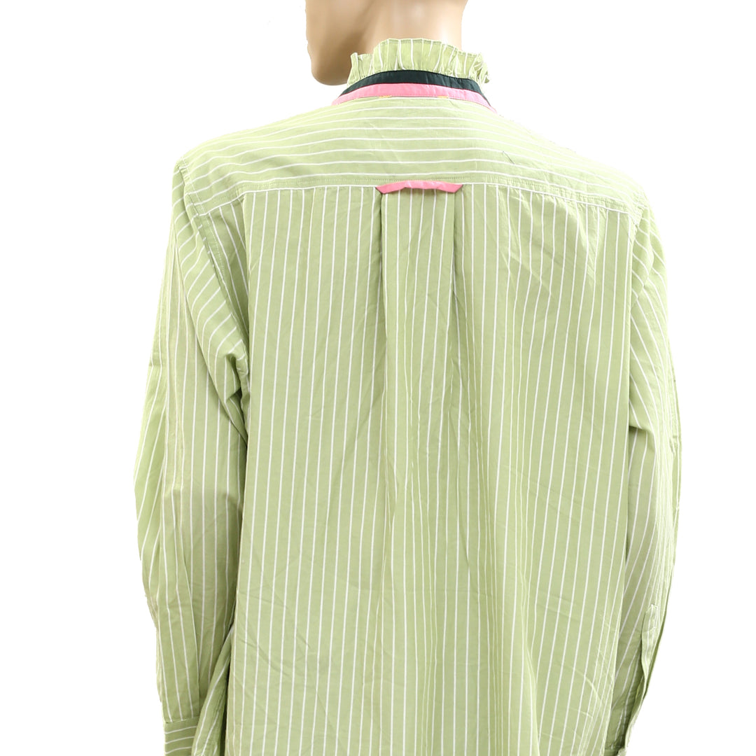 Kerri Rosenthal Mia Stripe Ruffle Shirt Top