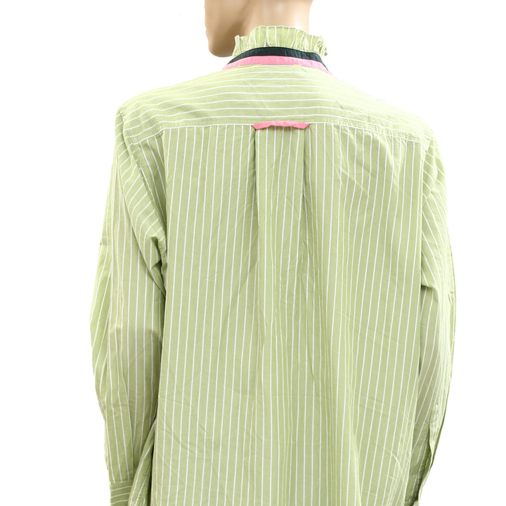 Kerri Rosenthal Mia Stripe Ruffle Shirt Top