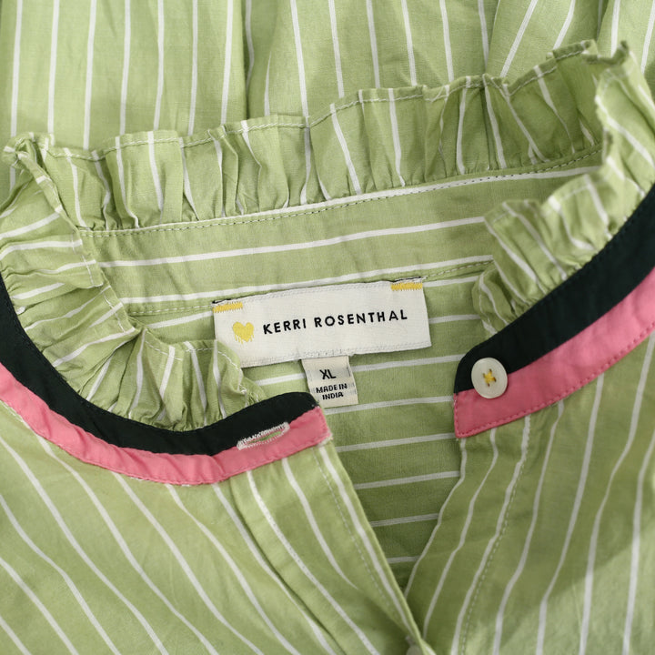 Kerri Rosenthal Mia Stripe Ruffle Shirt Top