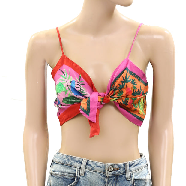 Farm Rio Anthropologie Color Scarves Cropped Top