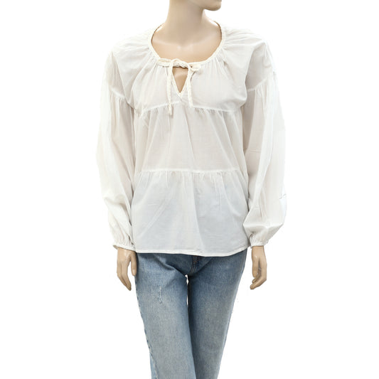 Merlette Embroidered Ruffle Blouse Top
