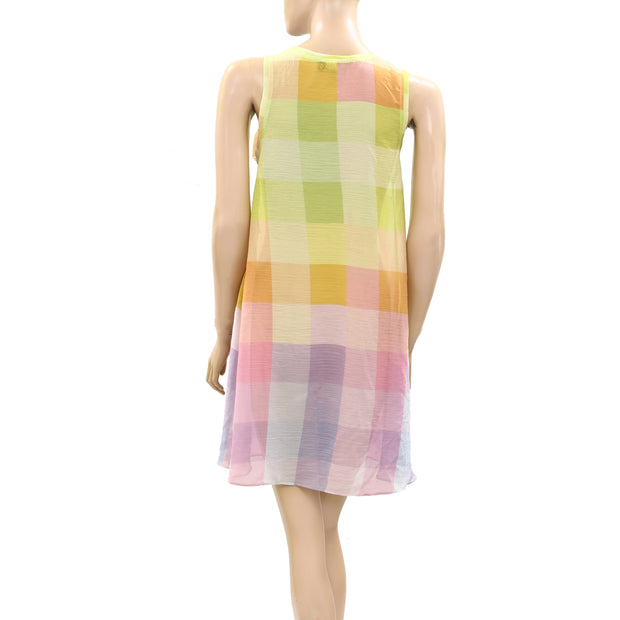 Farm Rio Anthropologie Sequin Plaid Print Mini Dress
