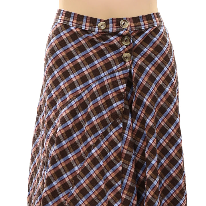 By Anthropologie Women's Olivette Plaid Bias-Cut Maxi Skirt Trendy