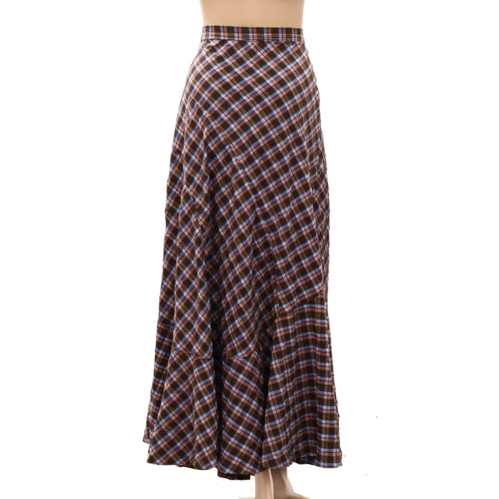 By Anthropologie Women's Olivette Plaid Bias-Cut Maxi Skirt Trendy