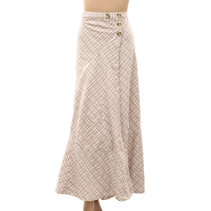 By Anthropologie Women's Olivette Plaid Bias-Cut Maxi Skirt Trendy