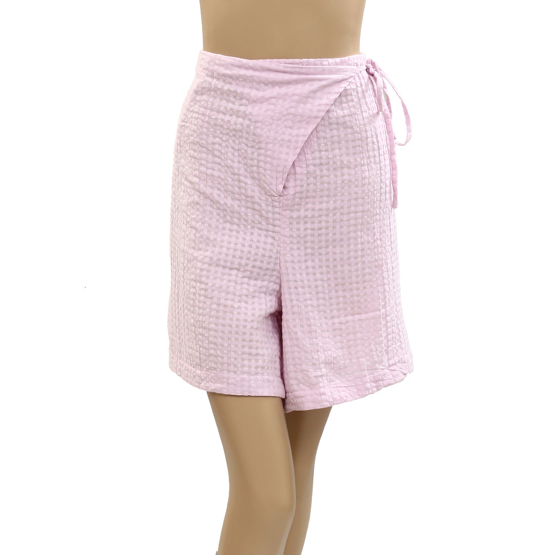 Free People Free-est Pucker Check Wrap Shorts