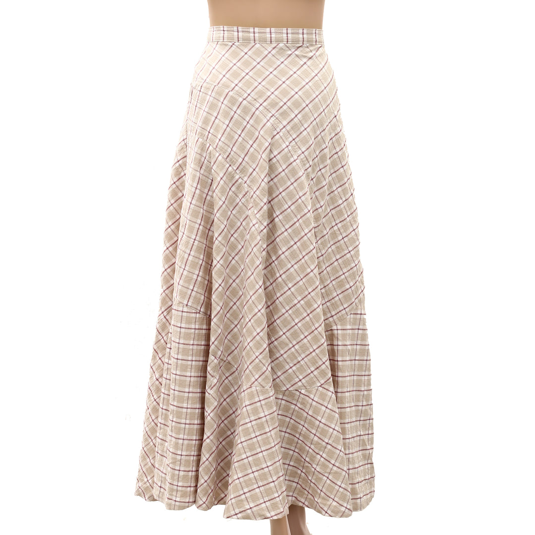 By Anthropologie Women's Olivette Plaid Bias-Cut Maxi Skirt Trendy