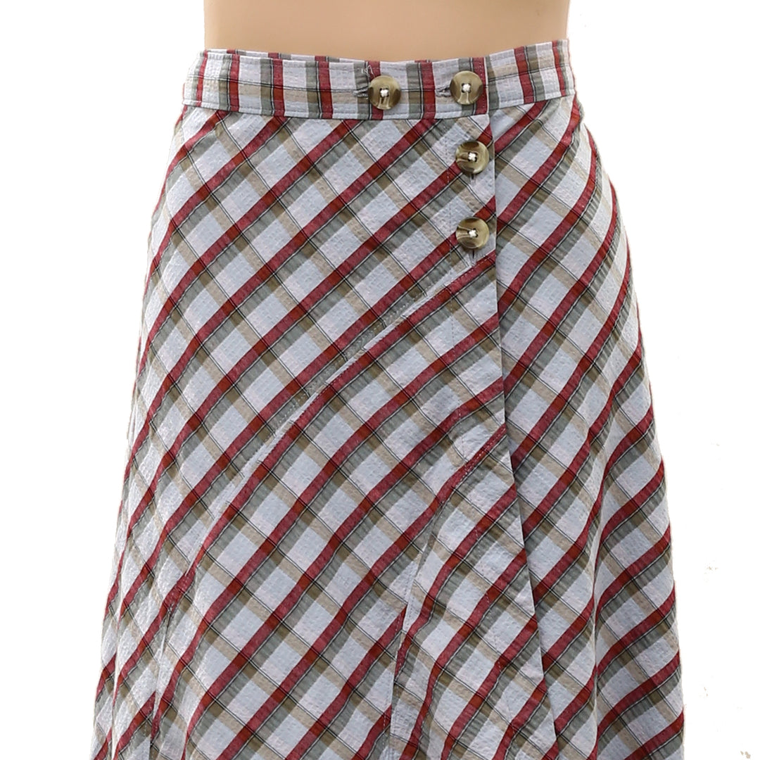 By Anthropologie Women's Olivette Plaid Bias-Cut Maxi Skirt Trendy