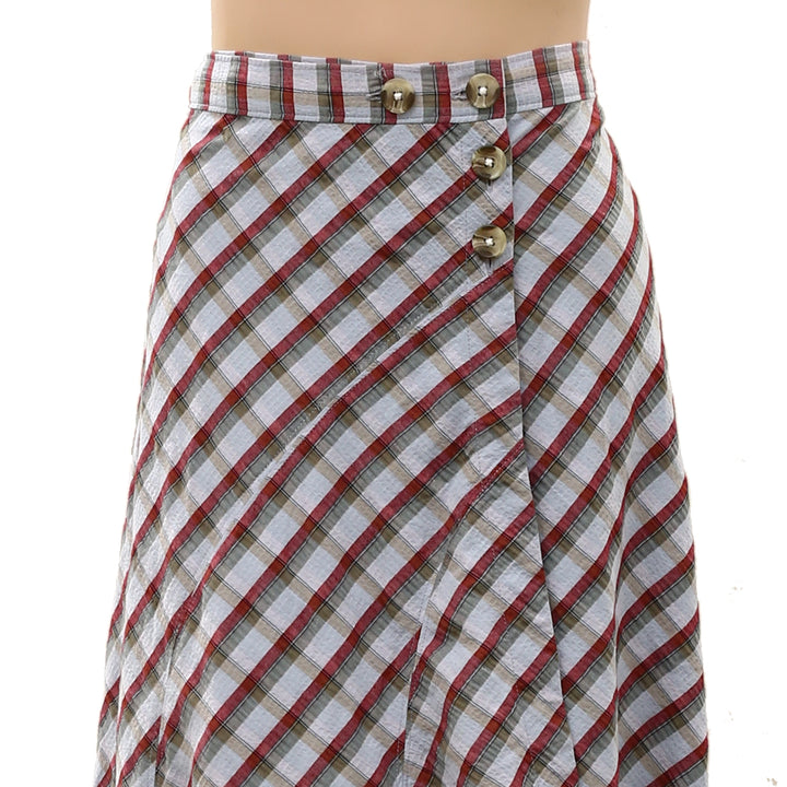 By Anthropologie Women's Olivette Plaid Bias-Cut Maxi Skirt Trendy