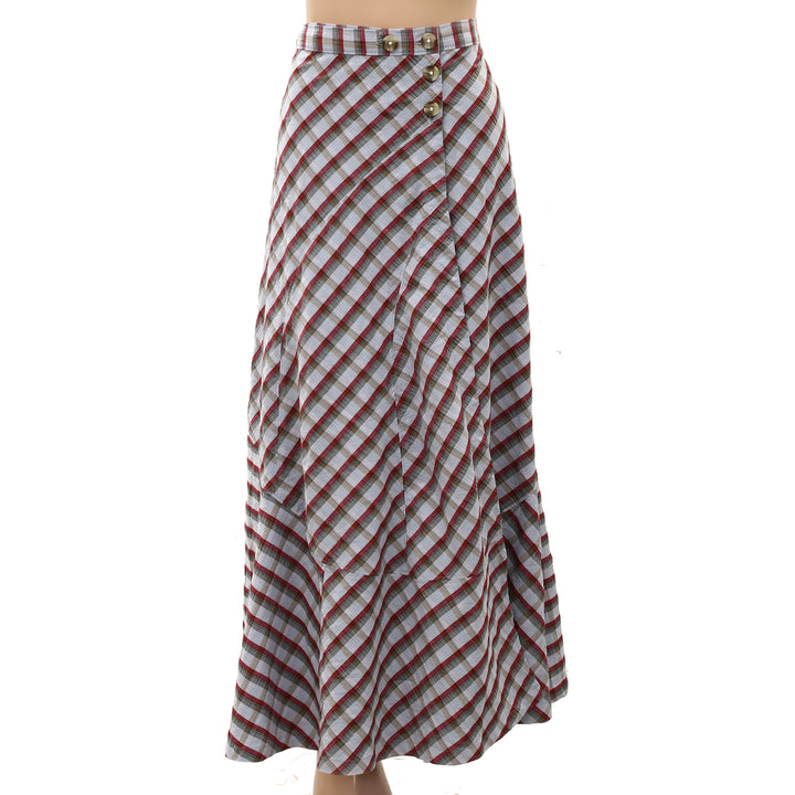 By Anthropologie Women's Olivette Plaid Bias-Cut Maxi Skirt Trendy