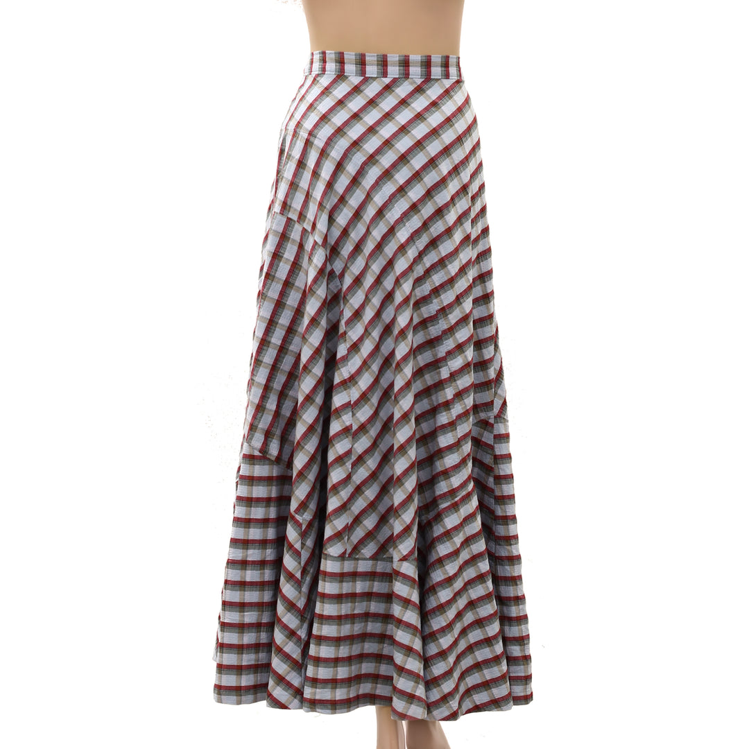 By Anthropologie Women's Olivette Plaid Bias-Cut Maxi Skirt Trendy