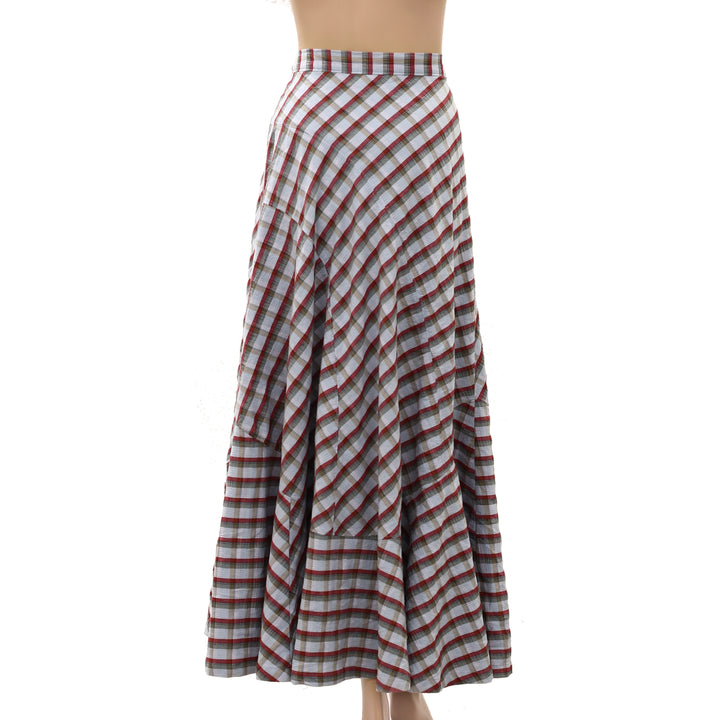 By Anthropologie Women's Olivette Plaid Bias-Cut Maxi Skirt Trendy