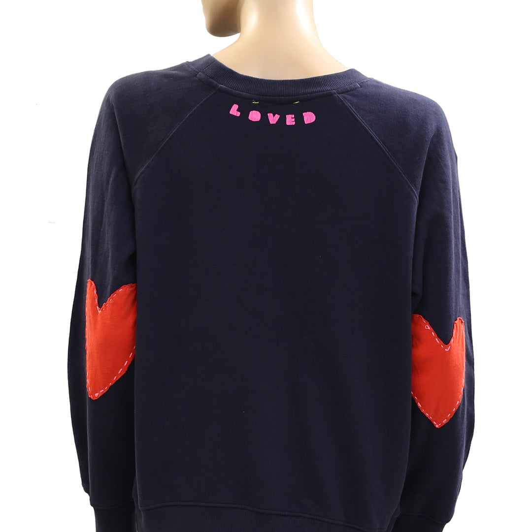 Kerri Rosenthal Benton Imperfect Heart Patch Sweatshirt Top