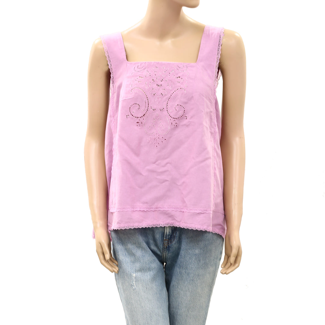 Free People True Charm Eyelet Embroidered Blouse Tank Top