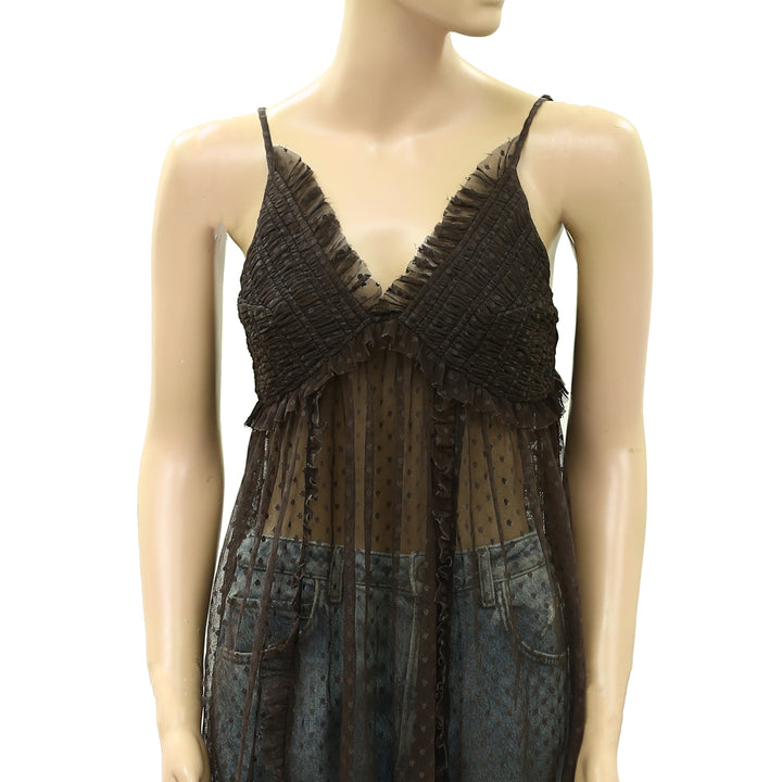 By Anthropologie Sheer Overlay Midi Dress