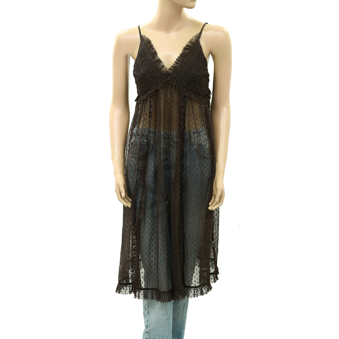 By Anthropologie Sheer Overlay Midi Dress
