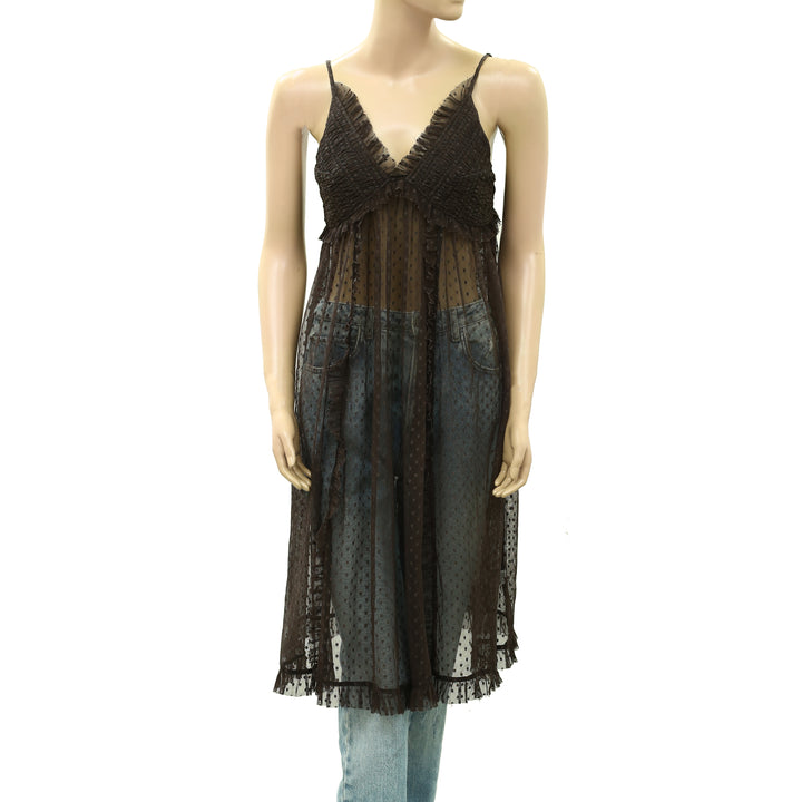 By Anthropologie Sheer Overlay Midi Dress