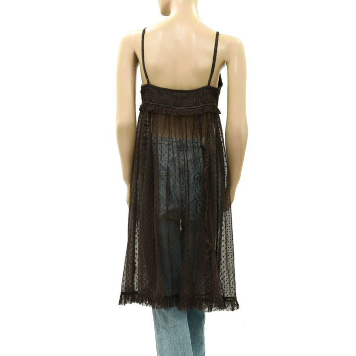 By Anthropologie Sheer Overlay Midi Dress