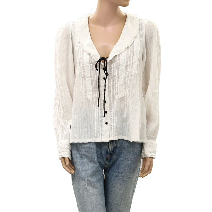 Free People Hannah Long Sleeve Blouse Top