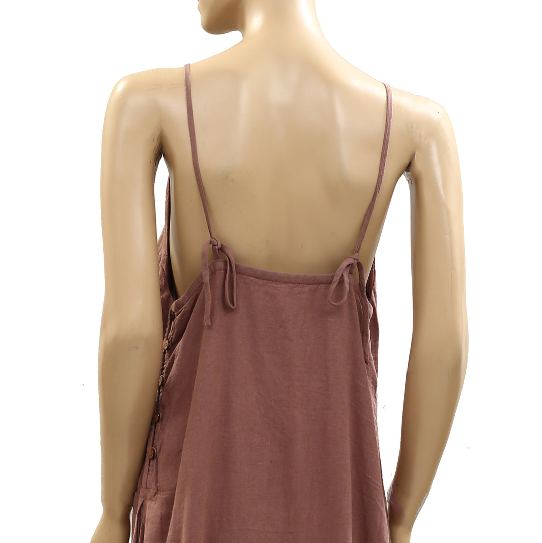 Emmers Linen Midi Dress by free-est at Free People in Tan, Size: S Emmers Linen Midi Dress by free-est at Free People in Tan, Size: S