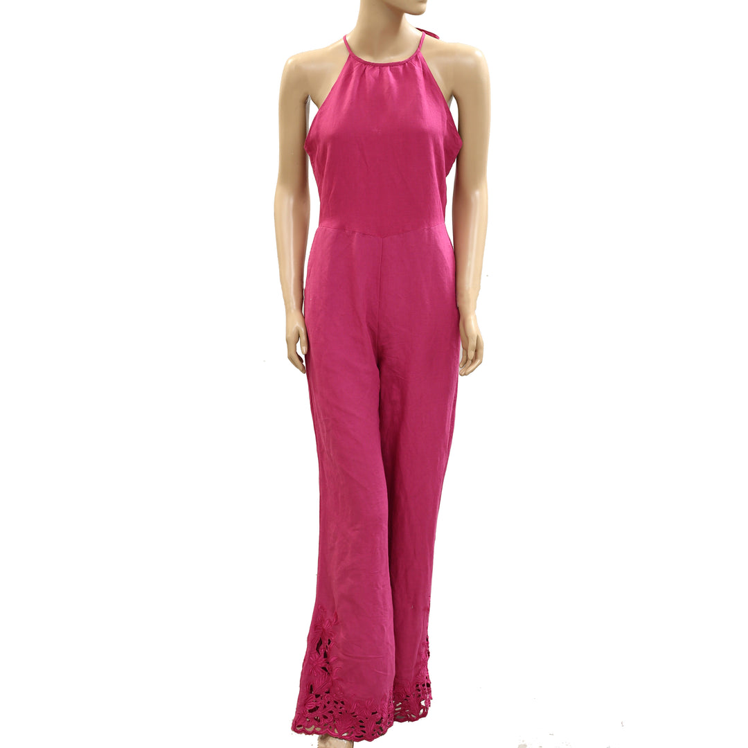 By Anthropologie Cutwork Linen Jumpsuit