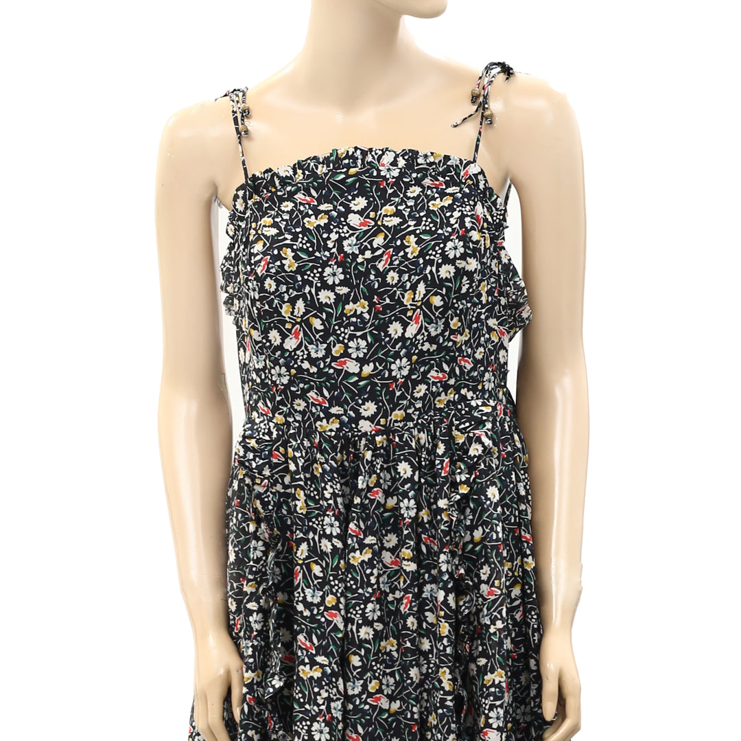 Anthropologie Floral Printed Ruffle Maxi Long Dress