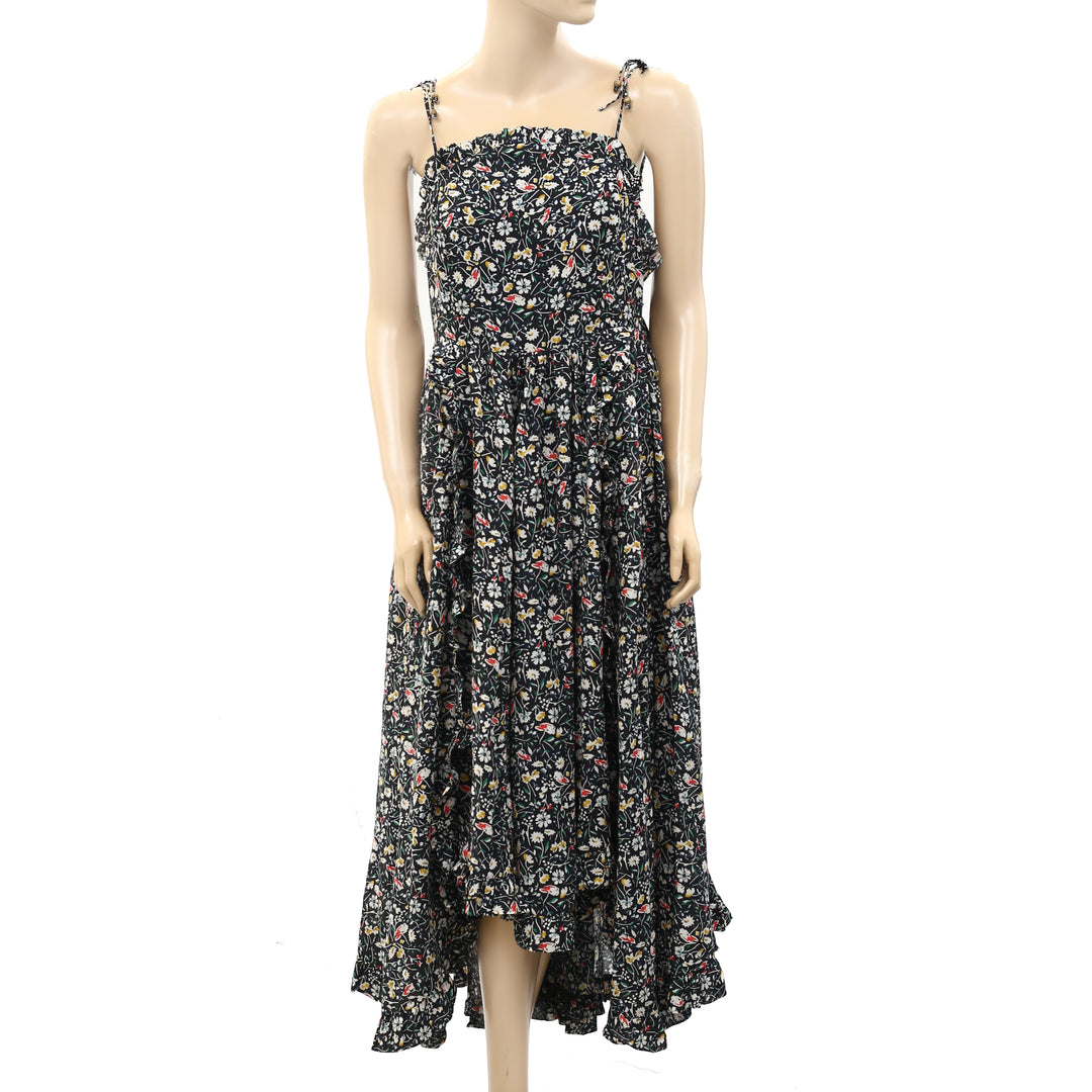 Anthropologie Floral Printed Ruffle Maxi Long Dress White Chocolate Couture Anthropologie Floral Printed Ruffle Maxi Long Dress White Chocolate Couture
